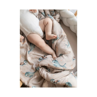 Pościel niemowlęca Rożek 2 w 1 Wieloryb WALDIN BEIGE