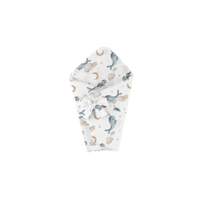 Pościel niemowlęca Rożek 2 w 1 Wieloryb WALDIN DARK BEIGE