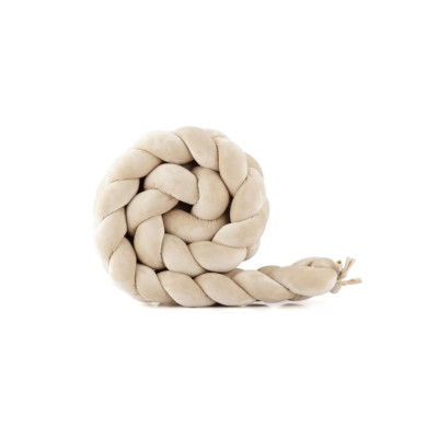 Welurowy warkocz ochraniacz do łóżeczka 210 cm BEŻ