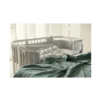 Łóżeczko owalne 7w1 z materacem – drewniane łóżeczko dla niemowlaka | Bebelili