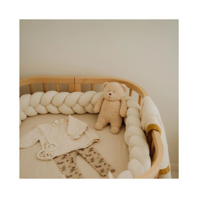 Łóżeczko owalne 7w1 z materacem – drewniane łóżeczko dla niemowlaka | Bebelili