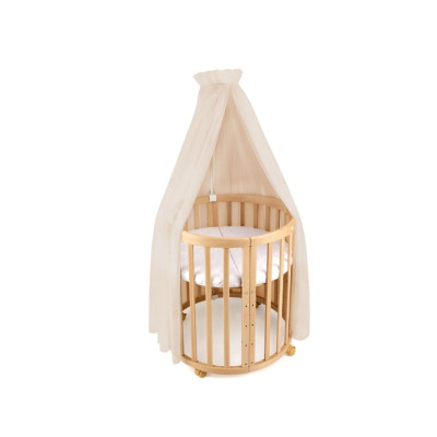 Tiulowy baldachim do łóżeczka Beige + stelaż