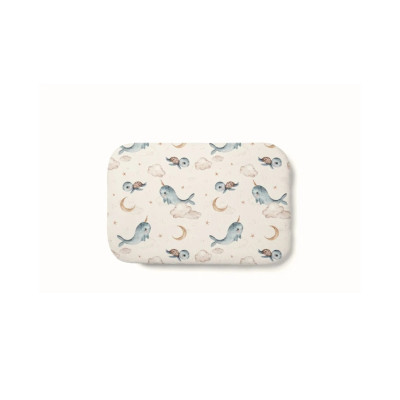 Bambusowa poduszka niemowlęca Wieloryby - BEIGE  60x40