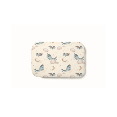 Bambusowa poduszka niemowlęca Wieloryby - CREAM  60x40